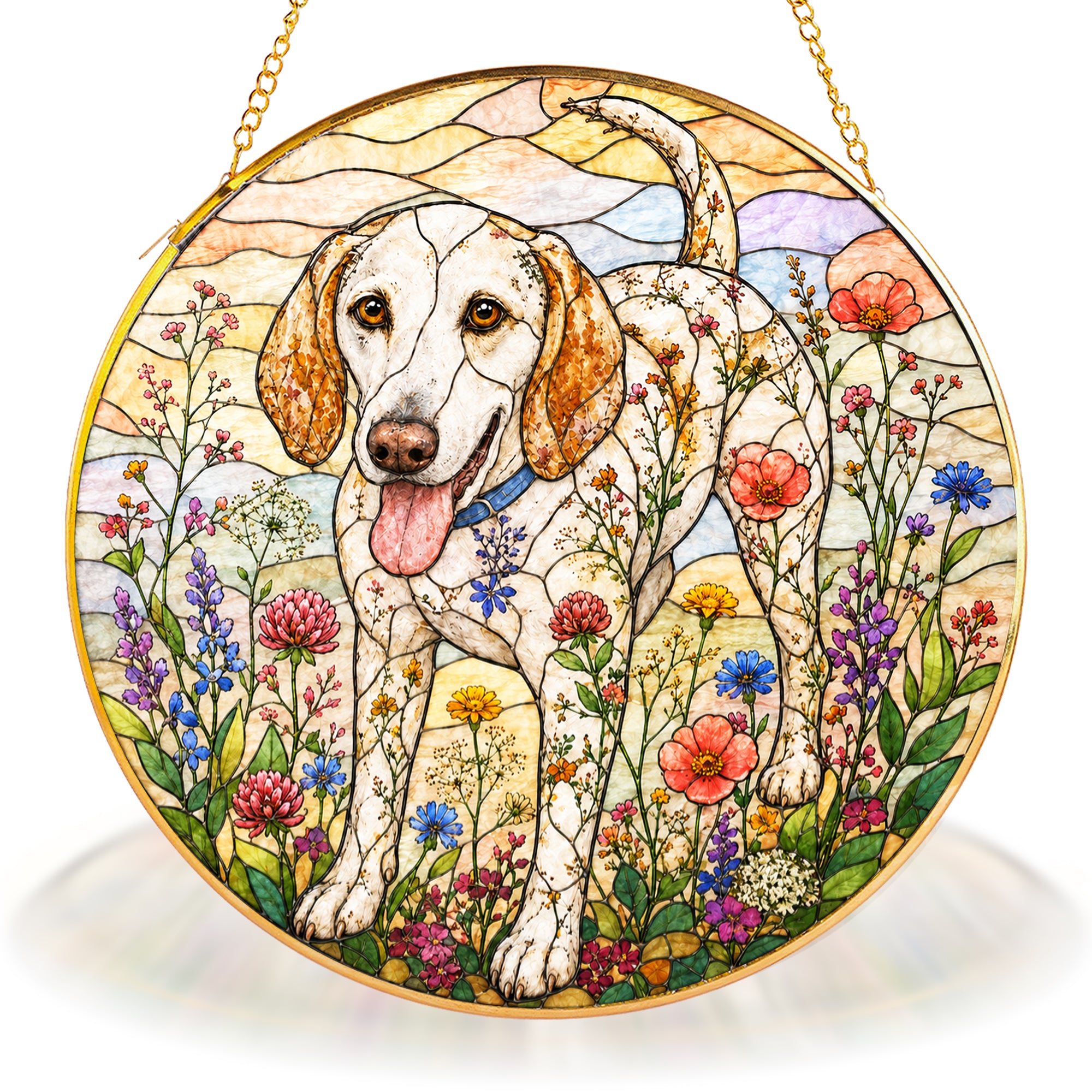 Dog & Wildflowers Stained Glass Suncatcher gift box packaging