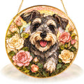 Personalized Schnauzer Rose Suncatcher