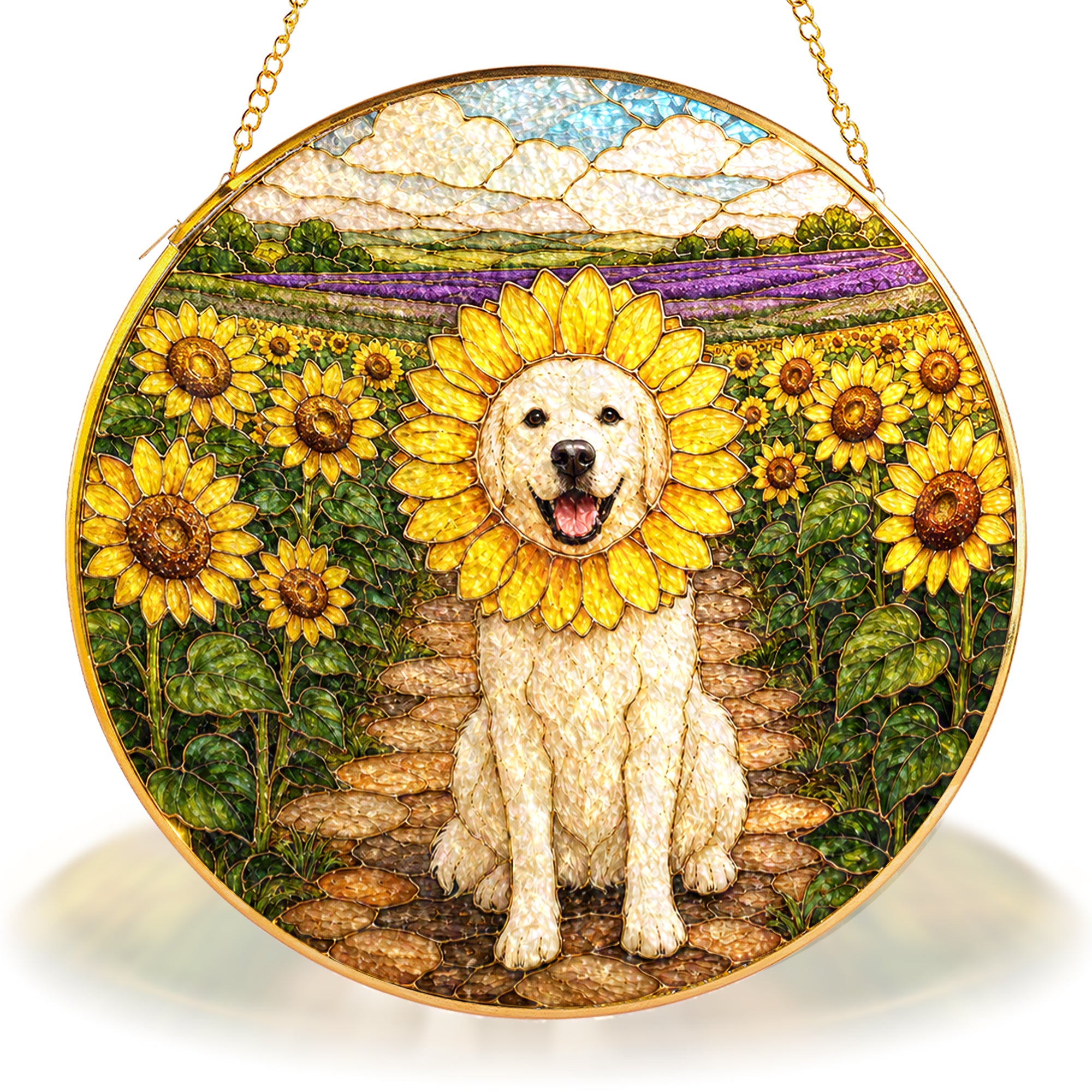 Personalized Sunflower Dog Suncatcher