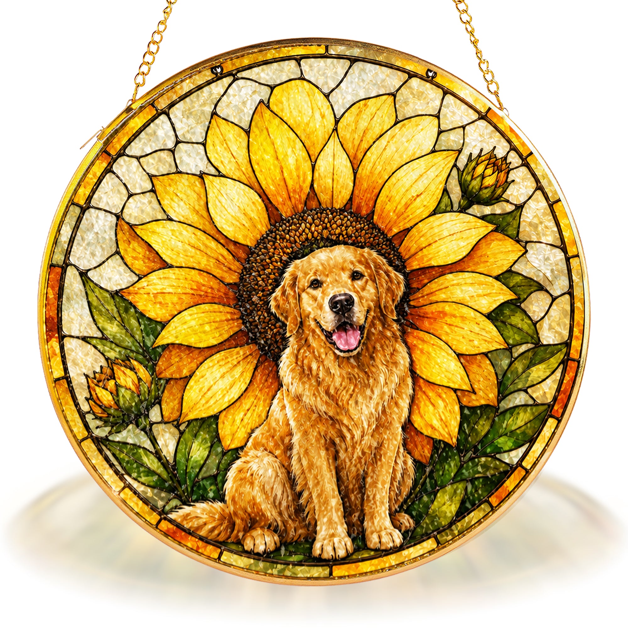 Golden Retriever Sunflower Suncatcher gift box packaging