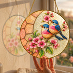 Bluebird & Cherry Blossom Stained Glass Suncatcher