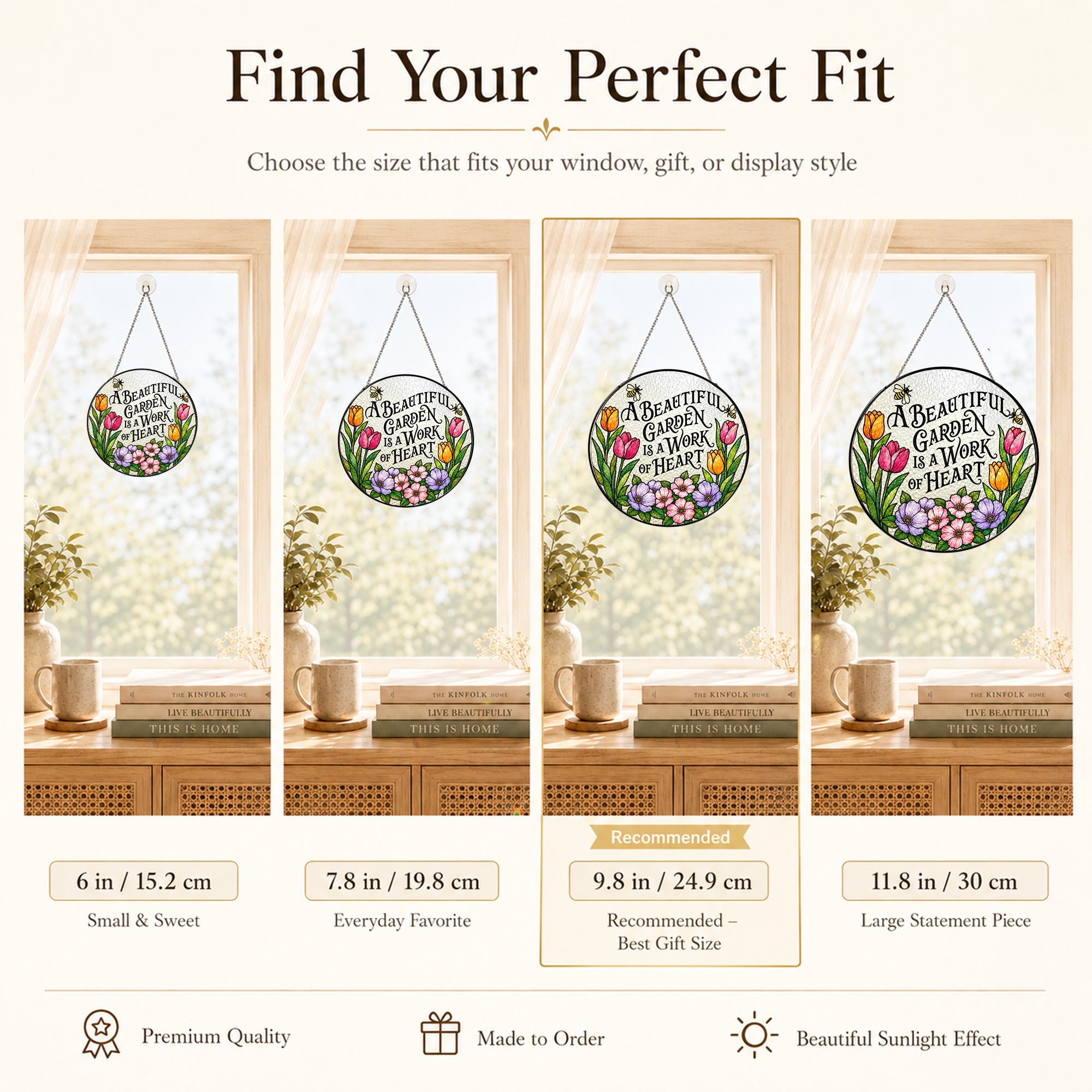 A Beautiful Garden Is a Work of Heart Stained Glass Suncatcher