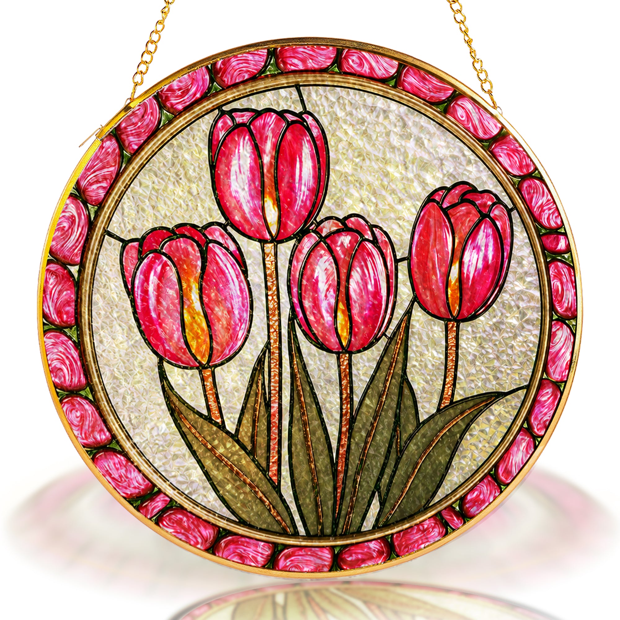 Pink Tulip Stained Glass Suncatcher
