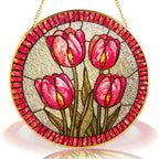Pink Tulip Stained Glass Suncatcher