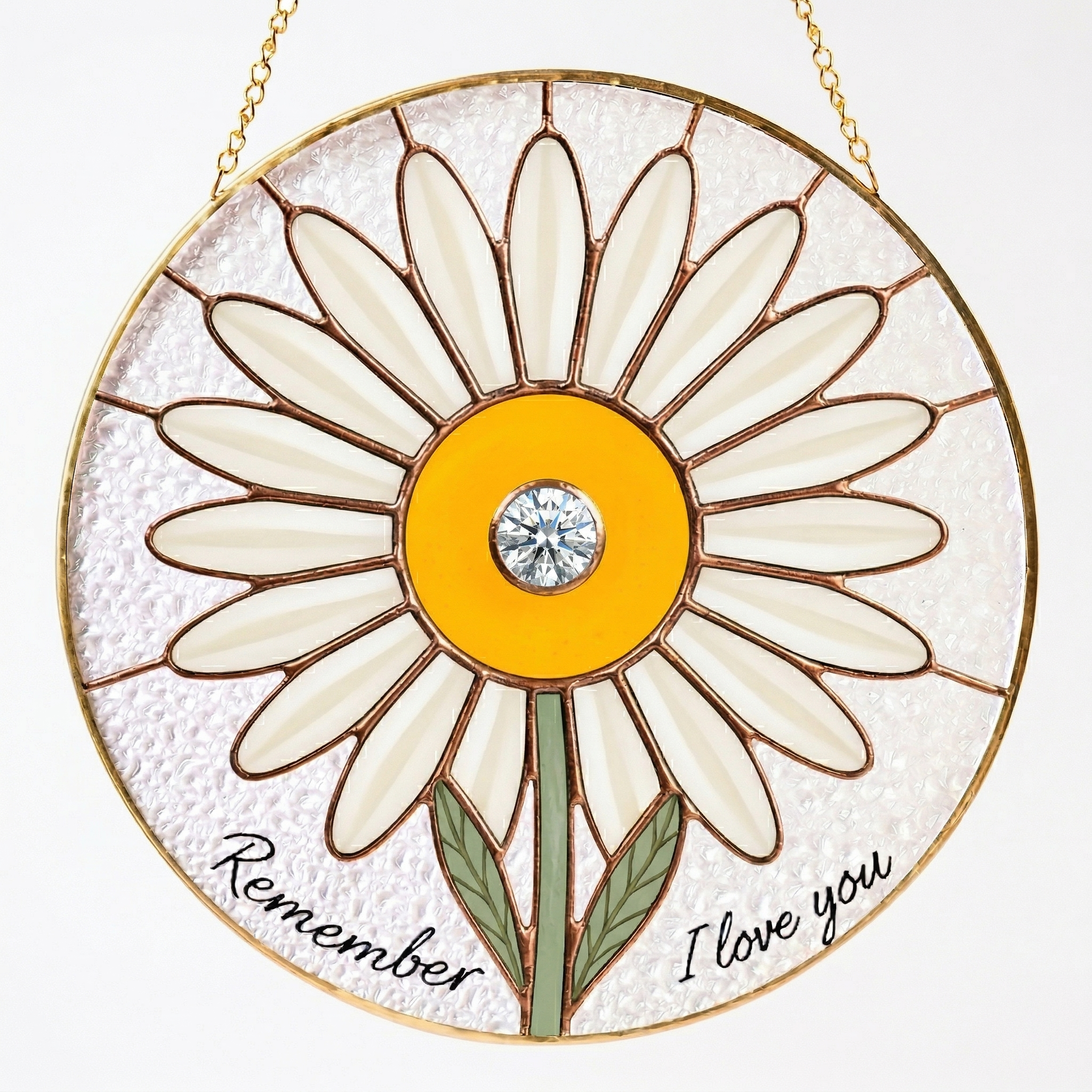 Personalized Stained Glass Suncatcher, Custom Flower Sun Catcher with Name or Quote, Handmade Hanging Window Panel Gift for Mom, Memorial, Birthday, Housewarming Decor