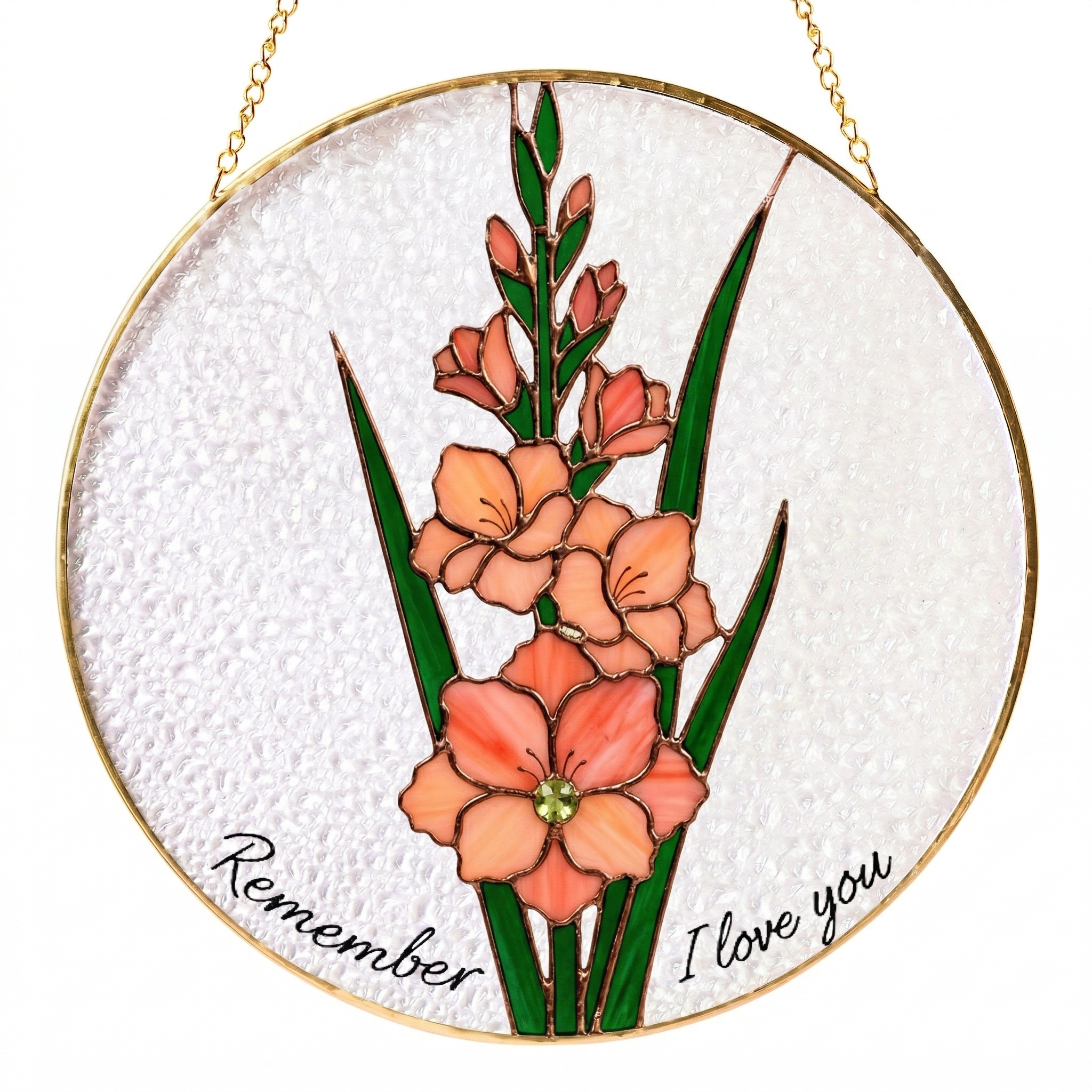 Personalized Stained Glass Suncatcher, Custom Flower Sun Catcher with Name or Quote, Handmade Hanging Window Panel Gift for Mom, Memorial, Birthday, Housewarming Decor