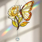 Butterfly Flower Suncatcher with Crystal