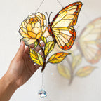 Butterfly Flower Suncatcher with Crystal