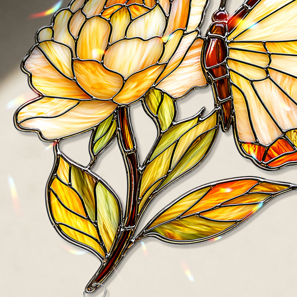 Butterfly Flower Suncatcher with Crystal