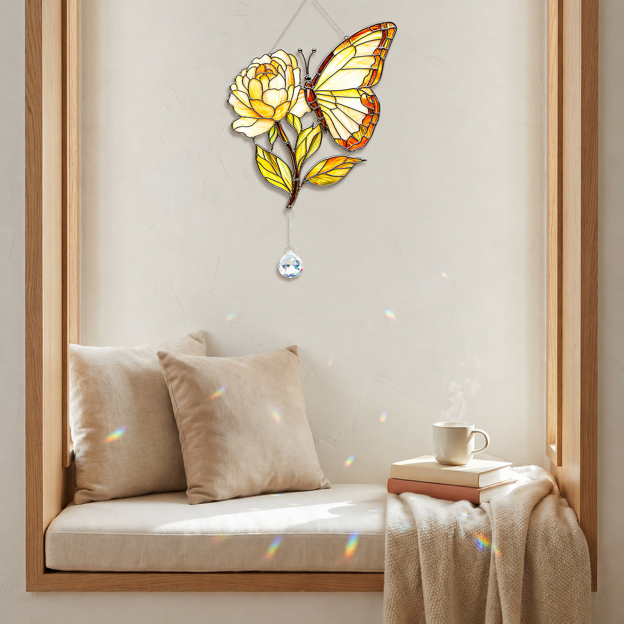 Butterfly Flower Suncatcher with Crystal