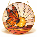 Butterfly Stained Glass Suncatcher - Fire & Bloom
