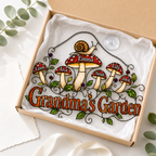Personalized Grandma's Garden Mushroom Holographic Acrylic Suncatcher