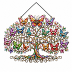 Personalized Grandma Family Tree Butterfly Holographic Acrylic Suncatcher