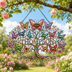 Personalized Grandma Family Tree Butterfly Holographic Acrylic Suncatcher