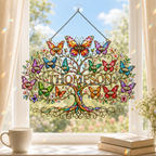 Personalized Grandma Family Tree Butterfly Holographic Acrylic Suncatcher