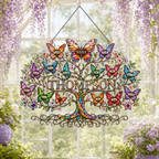 Personalized Grandma Family Tree Butterfly Holographic Acrylic Suncatcher