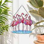 Flamingo flock holographic suncatcher as a bird and garden lover gift idea