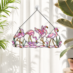 Tropical flamingo acrylic suncatcher available in 6, 8, 10 and 12 inch sizes