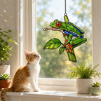 Red-Eyed Tree Frog & Dewdrop Holographic Acrylic Suncatcher