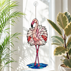 Standing pink flamingo acrylic suncatcher available in 6, 8, 10 and 12 inch sizes