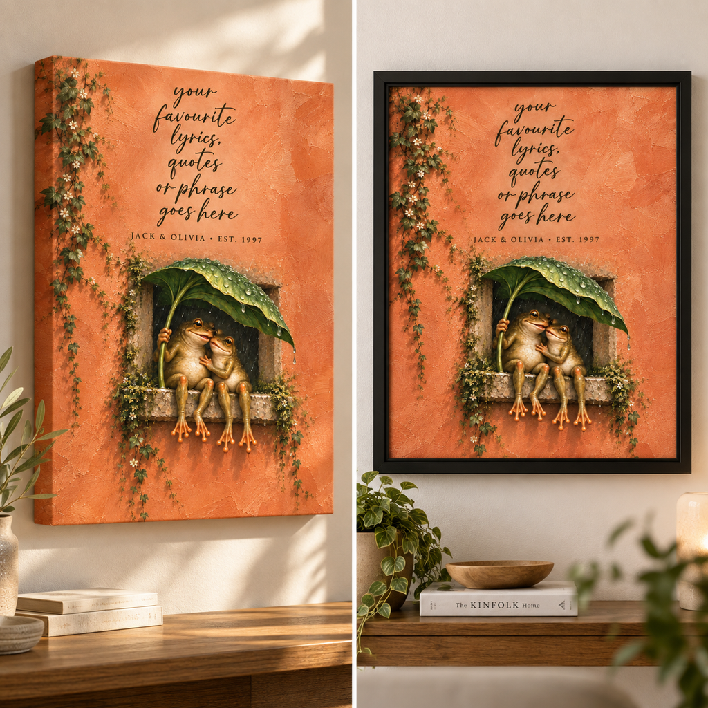 Personalized Frog Couple Quote Canvas Wall Art