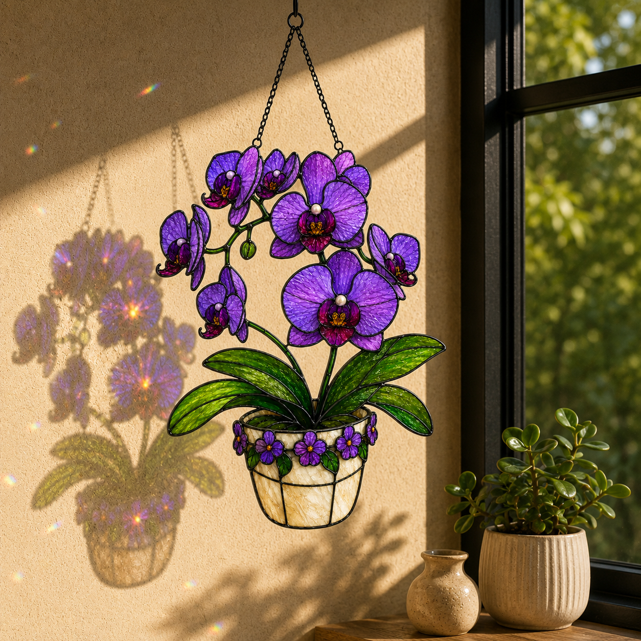 Purple Orchid Holographic Acrylic Suncatcher