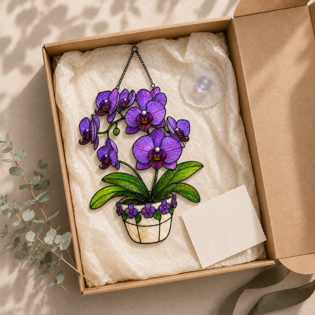 Purple Orchid Holographic Acrylic Suncatcher