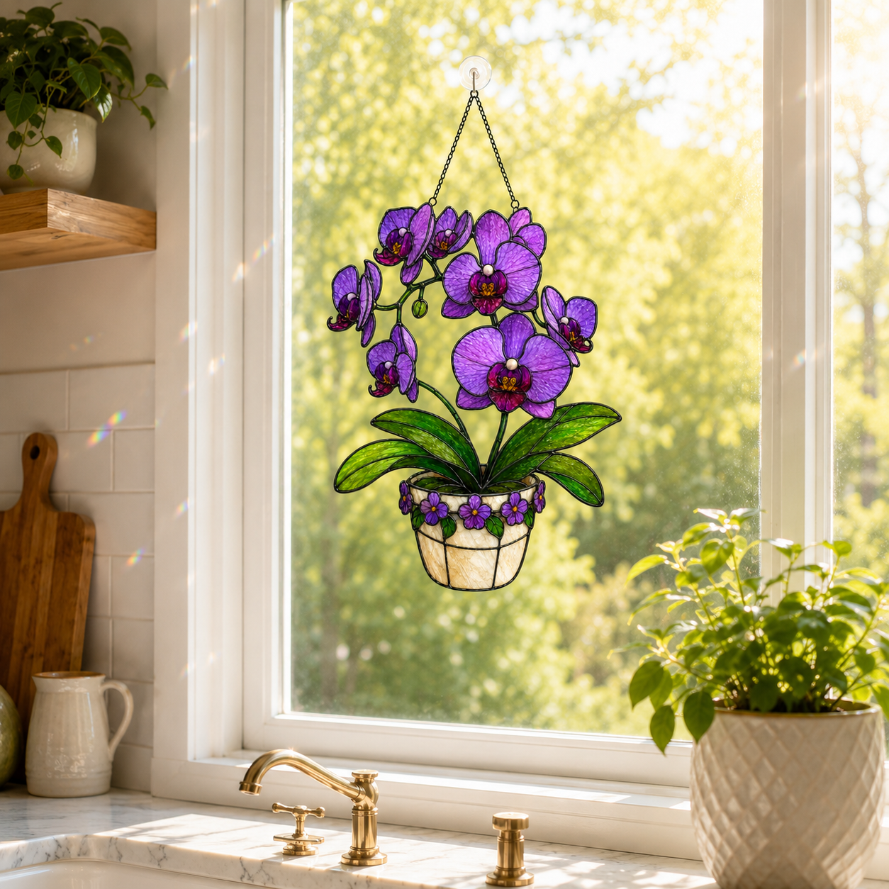 Purple Orchid Holographic Acrylic Suncatcher