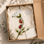 Ladybugs & White Lily Holographic Acrylic Suncatcher