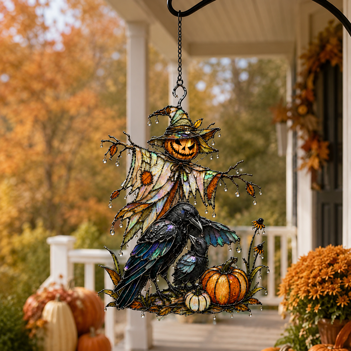 Scarecrow & Crow Holographic Acrylic Suncatcher