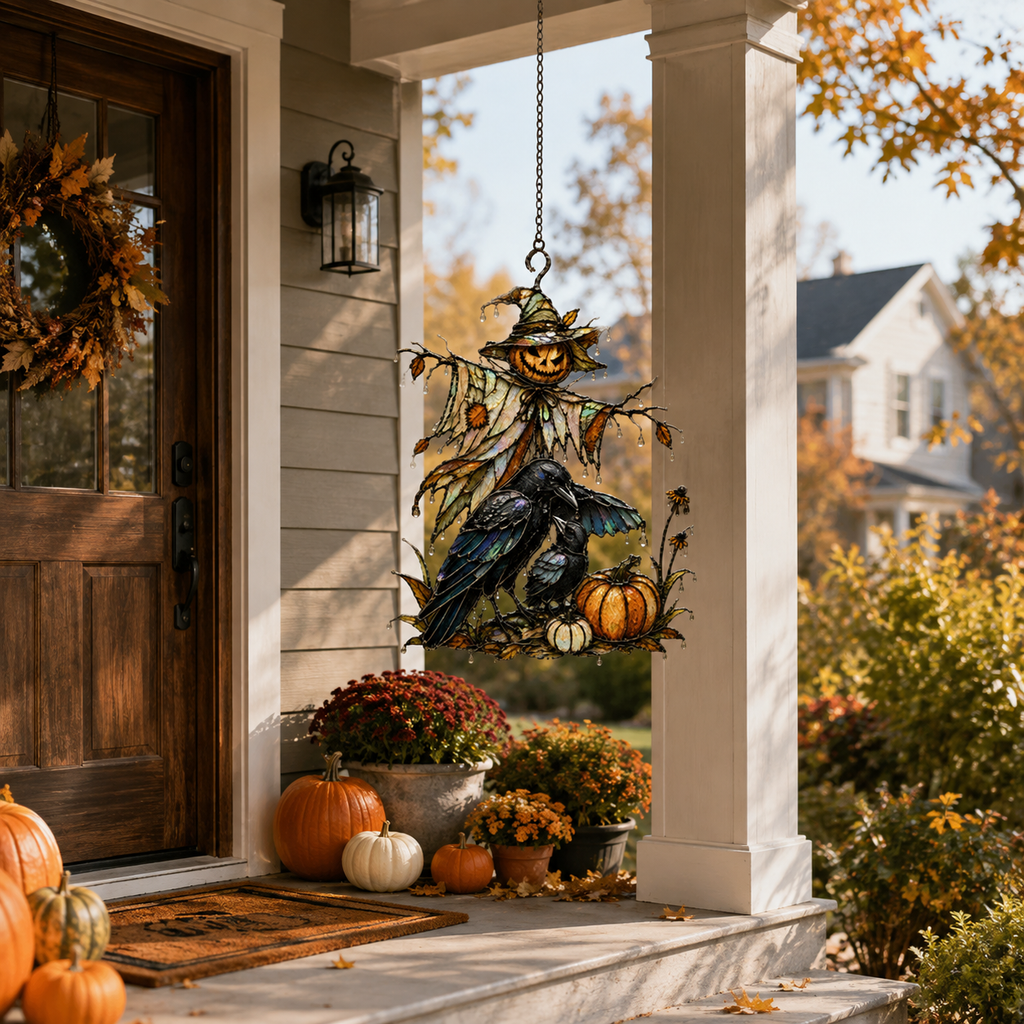 Scarecrow & Crow Holographic Acrylic Suncatcher