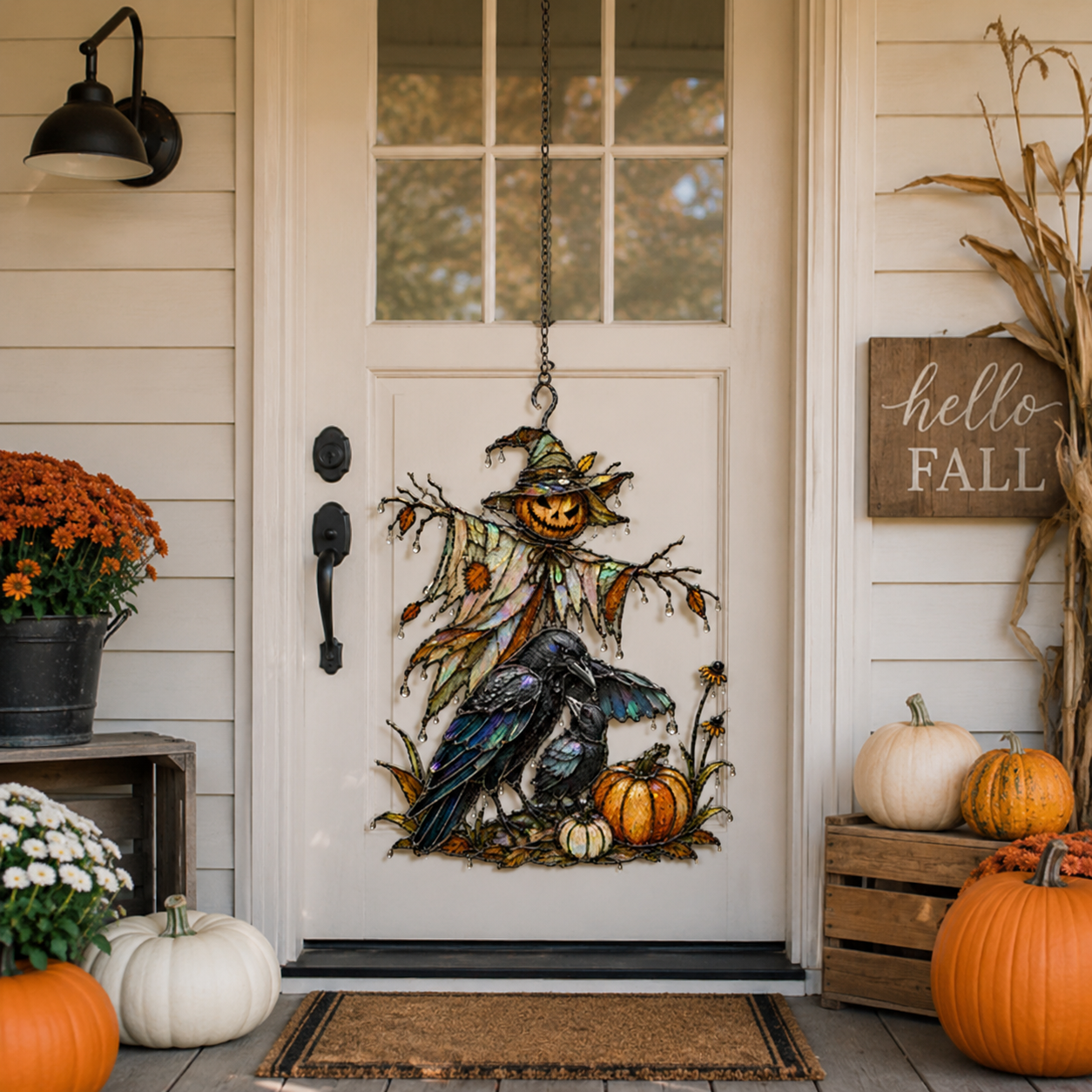 Scarecrow & Crow Holographic Acrylic Suncatcher