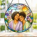 Personalized Blossom Sunrise Photo Stained Glass Suncatcher