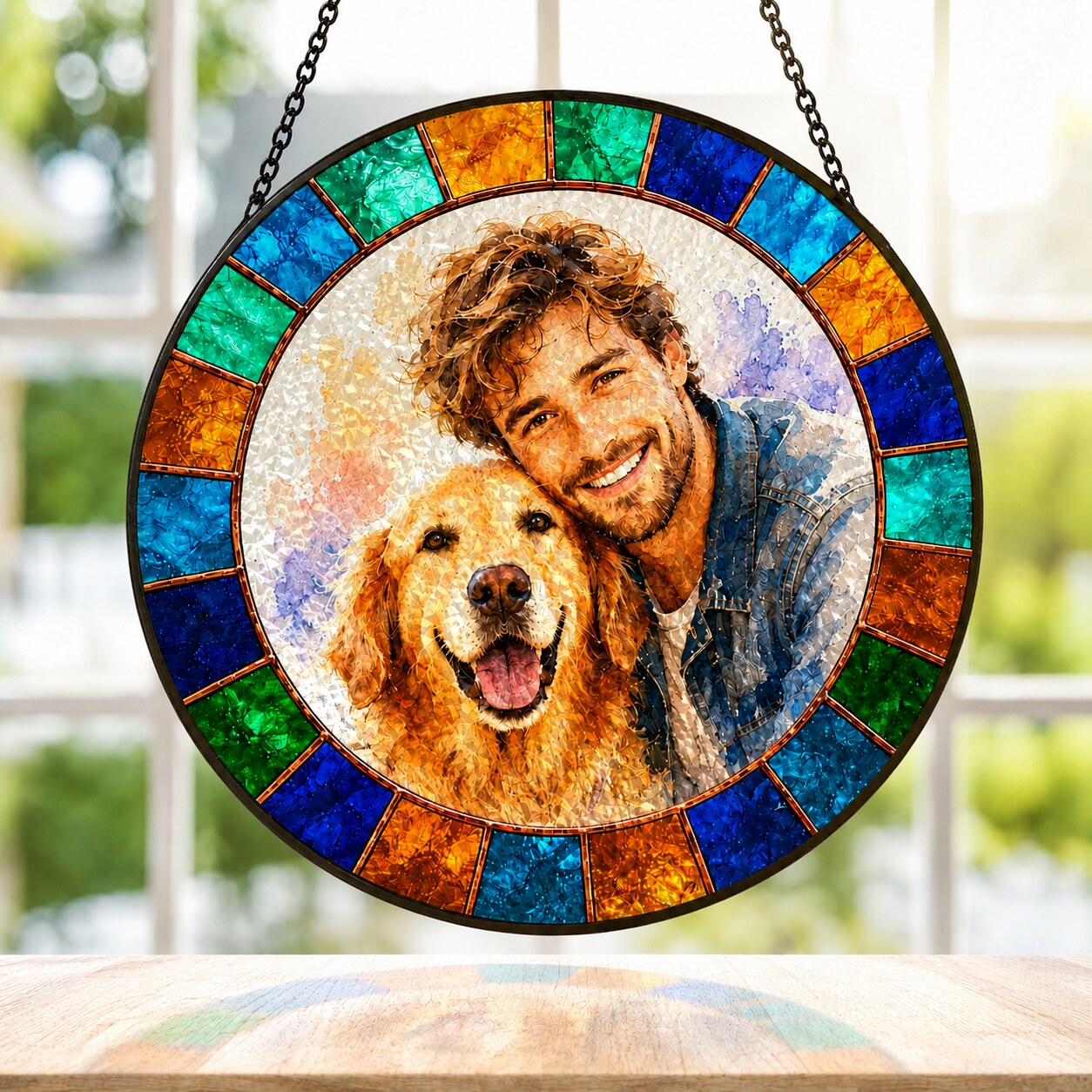 Custom Pet & Owner Photo Suncatcher for Pet Lovers