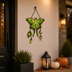 Luna Moth with Acorn & Crescent Moon Holographic Acrylic Suncatcher
