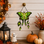 Luna Moth with Acorn & Crescent Moon Holographic Acrylic Suncatcher