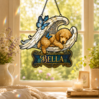 Personalized Dog Memorial Angel Wings Holographic Acrylic Suncatcher