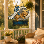 Personalized Dog Memorial Angel Wings Holographic Acrylic Suncatcher