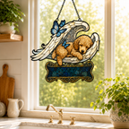 Personalized Dog Memorial Angel Wings Holographic Acrylic Suncatcher