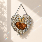 Sleeping Puppy Butterfly Heart Holographic Acrylic Suncatcher