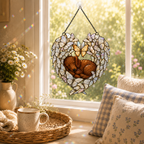 Sleeping Puppy Butterfly Heart Holographic Acrylic Suncatcher