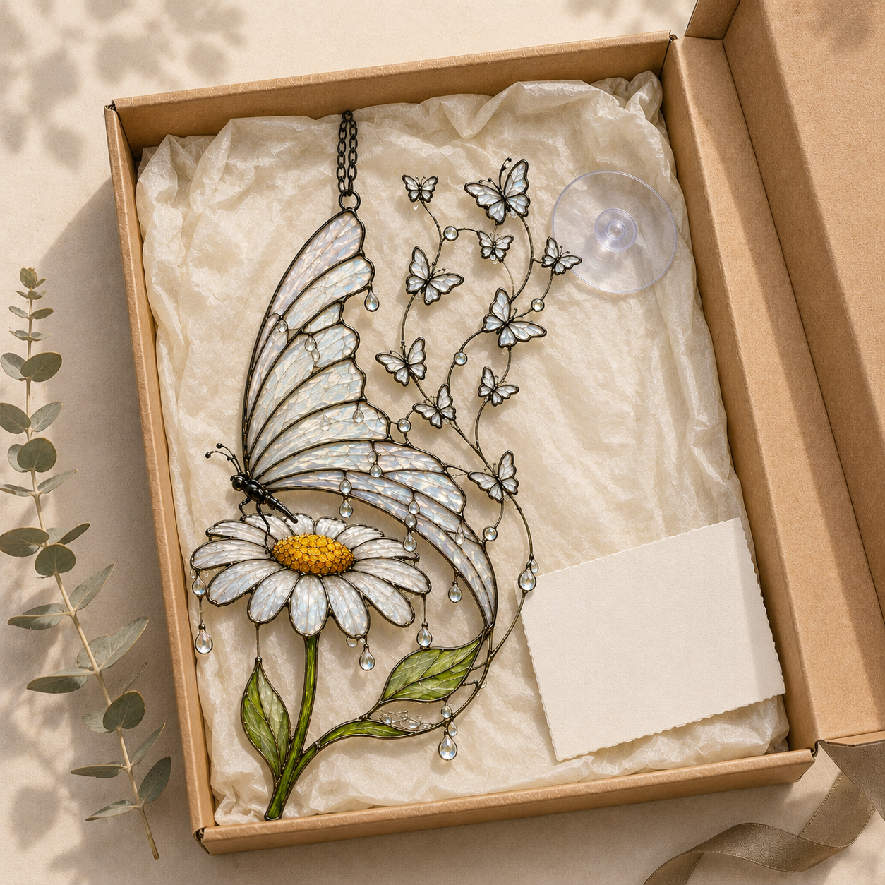 Butterfly and Daisy Holographic Acrylic Suncatcher