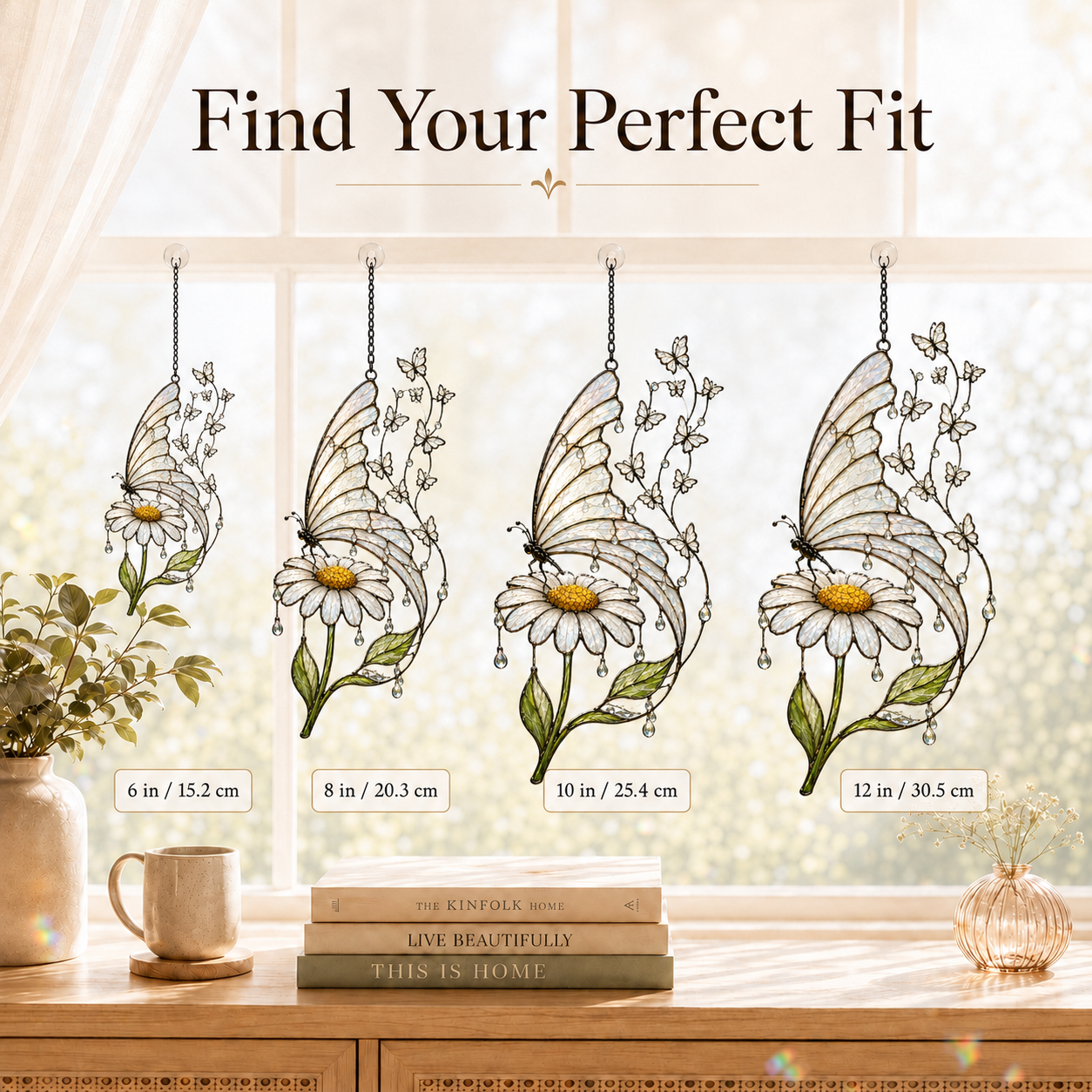 Butterfly and Daisy Holographic Acrylic Suncatcher