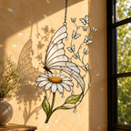 Butterfly and Daisy Holographic Acrylic Suncatcher