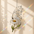 Butterfly and Daisy Holographic Acrylic Suncatcher