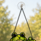 Frog Couple on Mushroom Holographic Acrylic Suncatcher