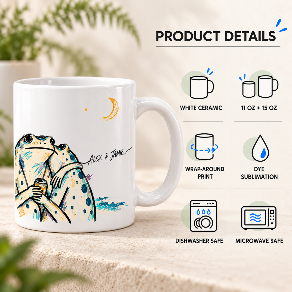 Personalized Past Midnight Frog Couple Mug