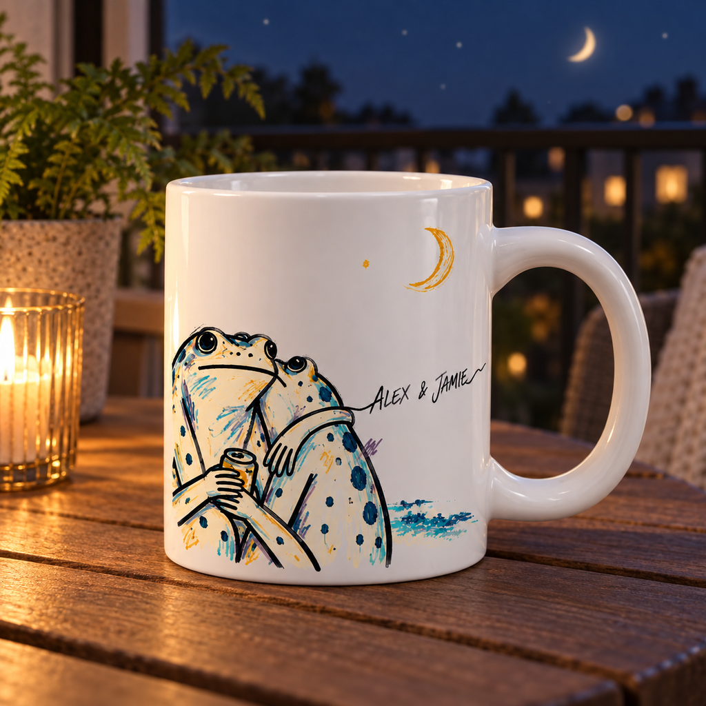 Personalized Past Midnight Frog Couple Mug