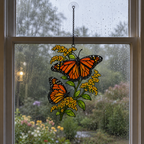Monarch Butterflies & Golden Goldenrod Holographic Acrylic Suncatcher