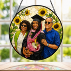 Personalized Sunflower Photo Stained Glass Suncatcher